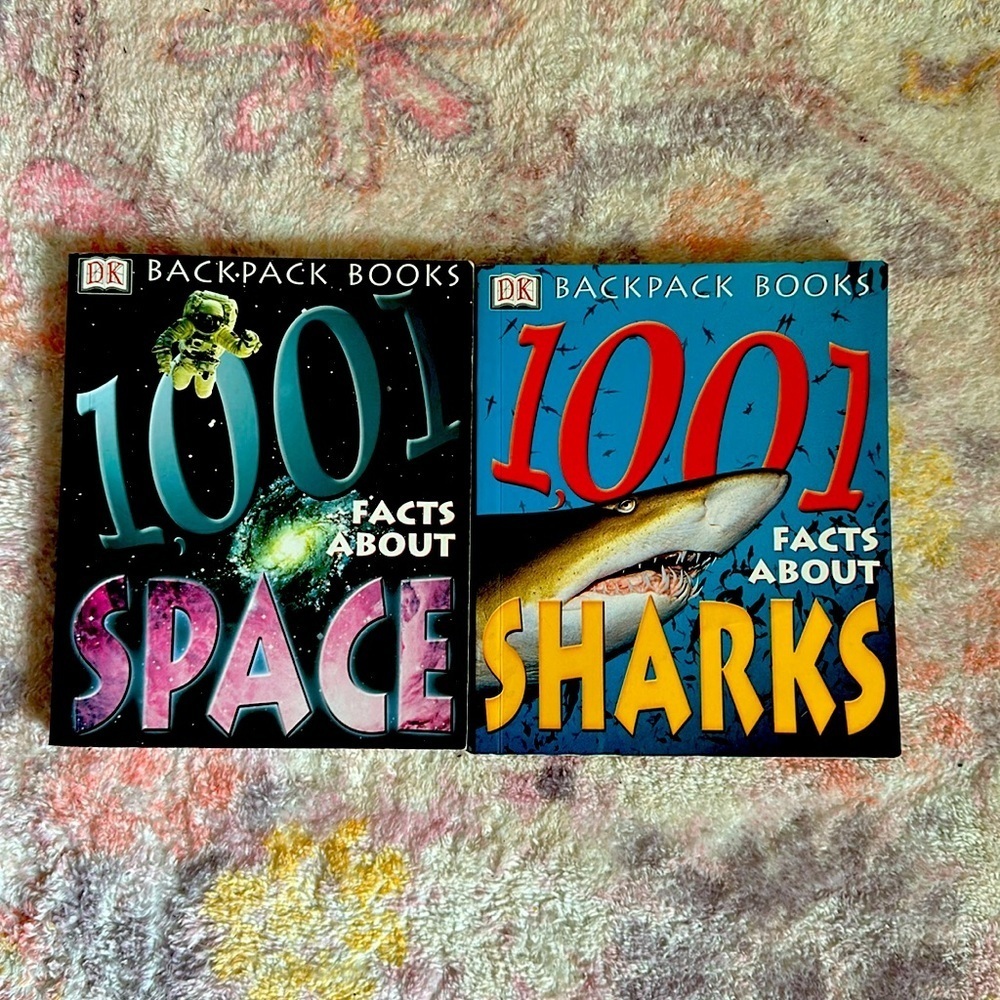 1001 Facts Backpack Books, Lot of Two, Sharks & Space